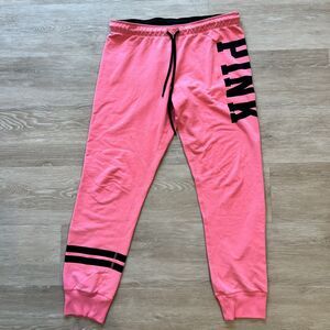 PINK Victoria's Secret Y2K Jogger Sweatpants Pink & Black-Size L